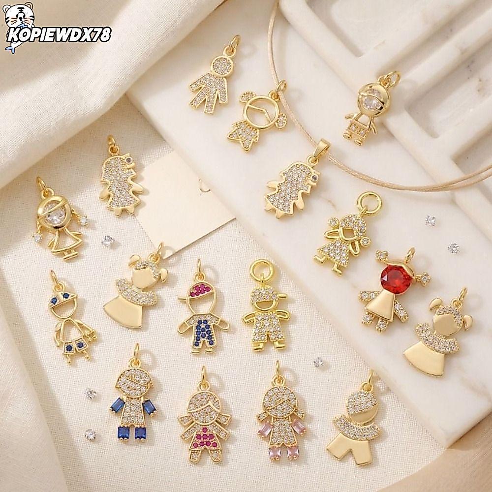 KOPIEWDX78MN Gold Plated Charms, Cubic Zirconia 18K Gold Plated จี้ทองเหลือง,ของขวัญเด็กสาวสร้อยคอต่
