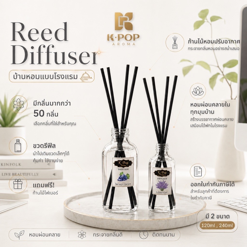 Reed Diffuser กลิ่นโรงแรมHotel5ดาว⭐️ก้านไม้หอมปรับอกาศ