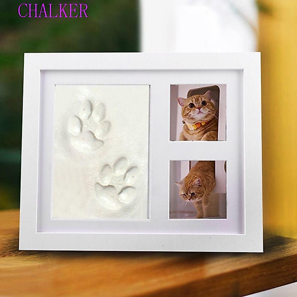 CHALKER ชุดมือและรอยเท้าเด็ก, Imprint Clay DIY Keepsake กรอบรูป, Handmade แนวนอนกรอบปลอดสารพิษสีกรอบไม้ Clay Handprint Keepsake Keepsake จอแสดงผล