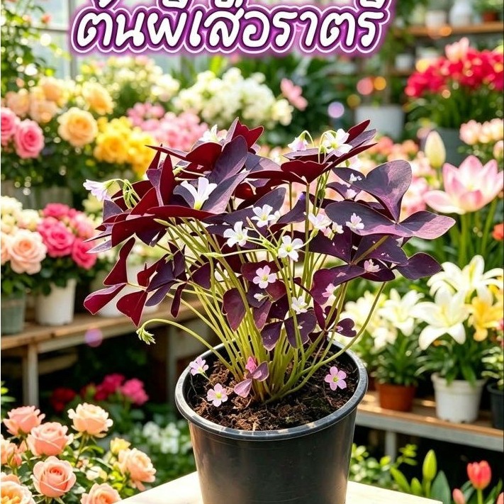 ผีเสื้อราตรี / ปีกผีเสื้อ / ส้มรุ้งOxalis triangularis กระถาง 4 นิ้ว 1 กระถางมี 3-5 ต้น (โนอาห์เจริณ