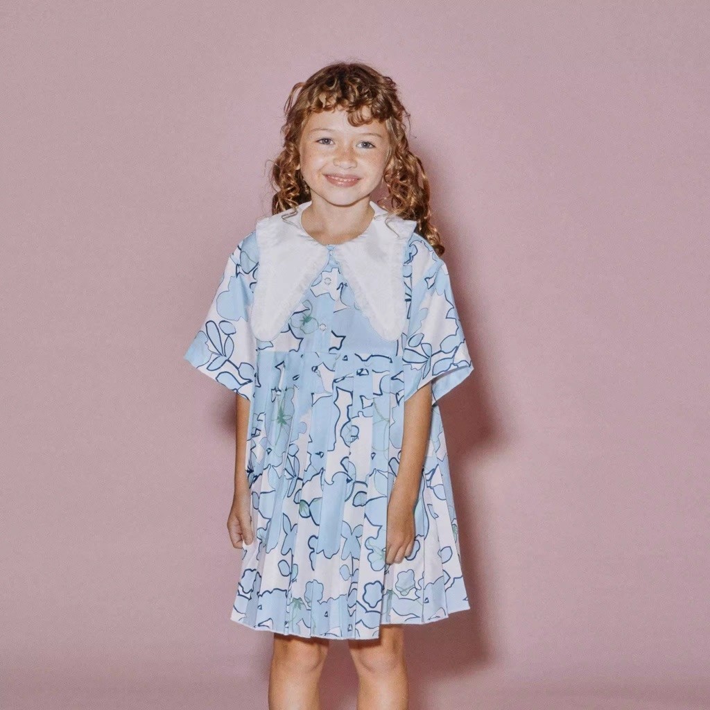 (New) พร้อมส่ง 3T 5T 7T Endless Holiday Mini Pleatful Dress Sparkling Sky