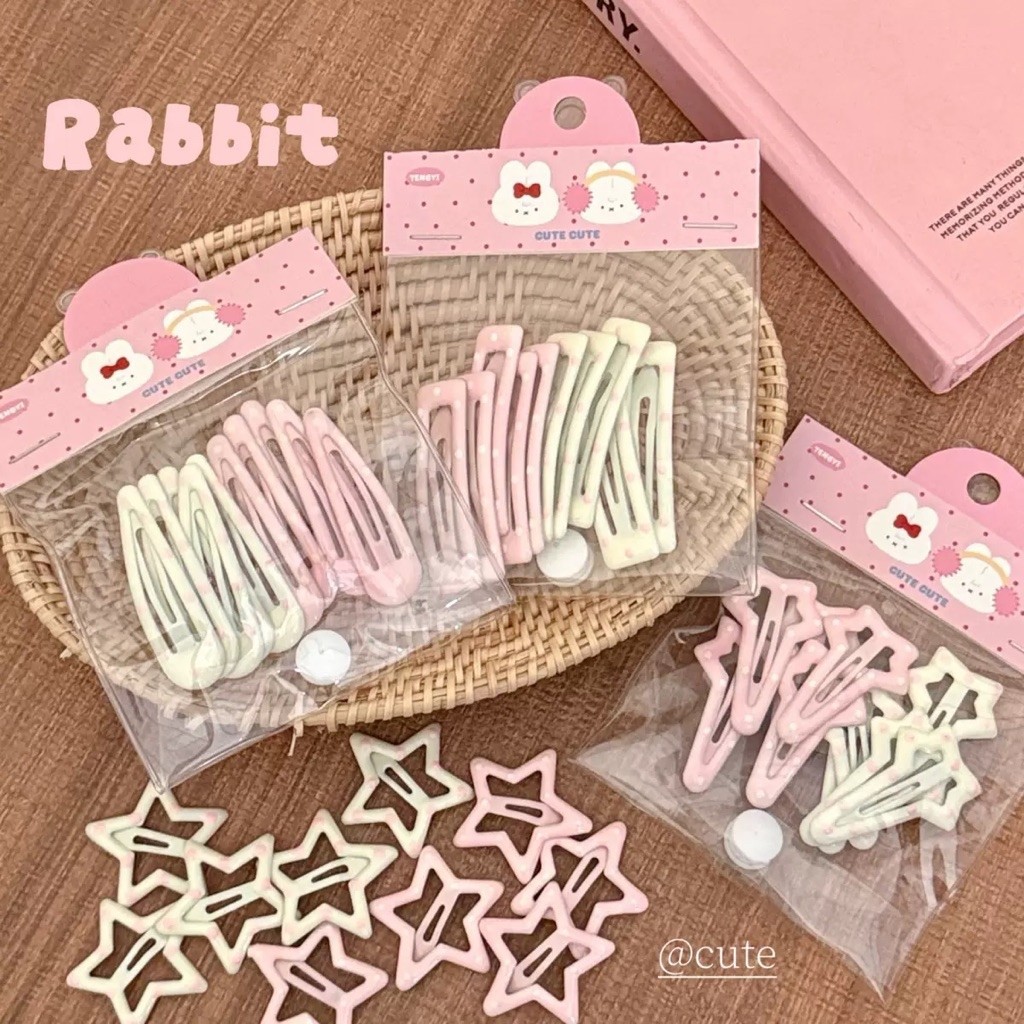 Cute 552 กิ๊บติดผม กิ๊บแป๊กโทนชมพู 10 ชิ้น/แพ็ค