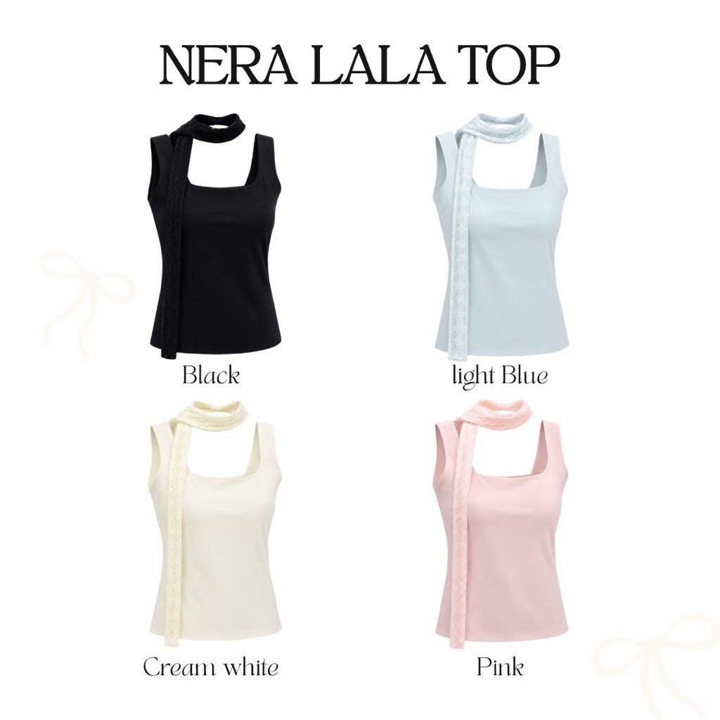 เสื้อสายเดี่ยว Lala Top พร้อมผ้าลูกไม้คล้องคอถอดได้