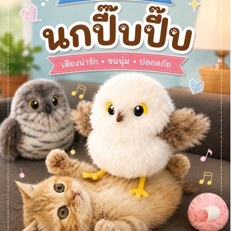 ของเล่นแมว นกมีเสียง นกจำลอง กระพือปีกได้