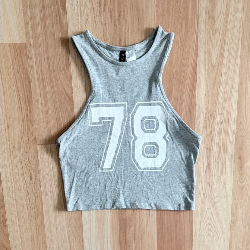 h&m crop tank top เทา