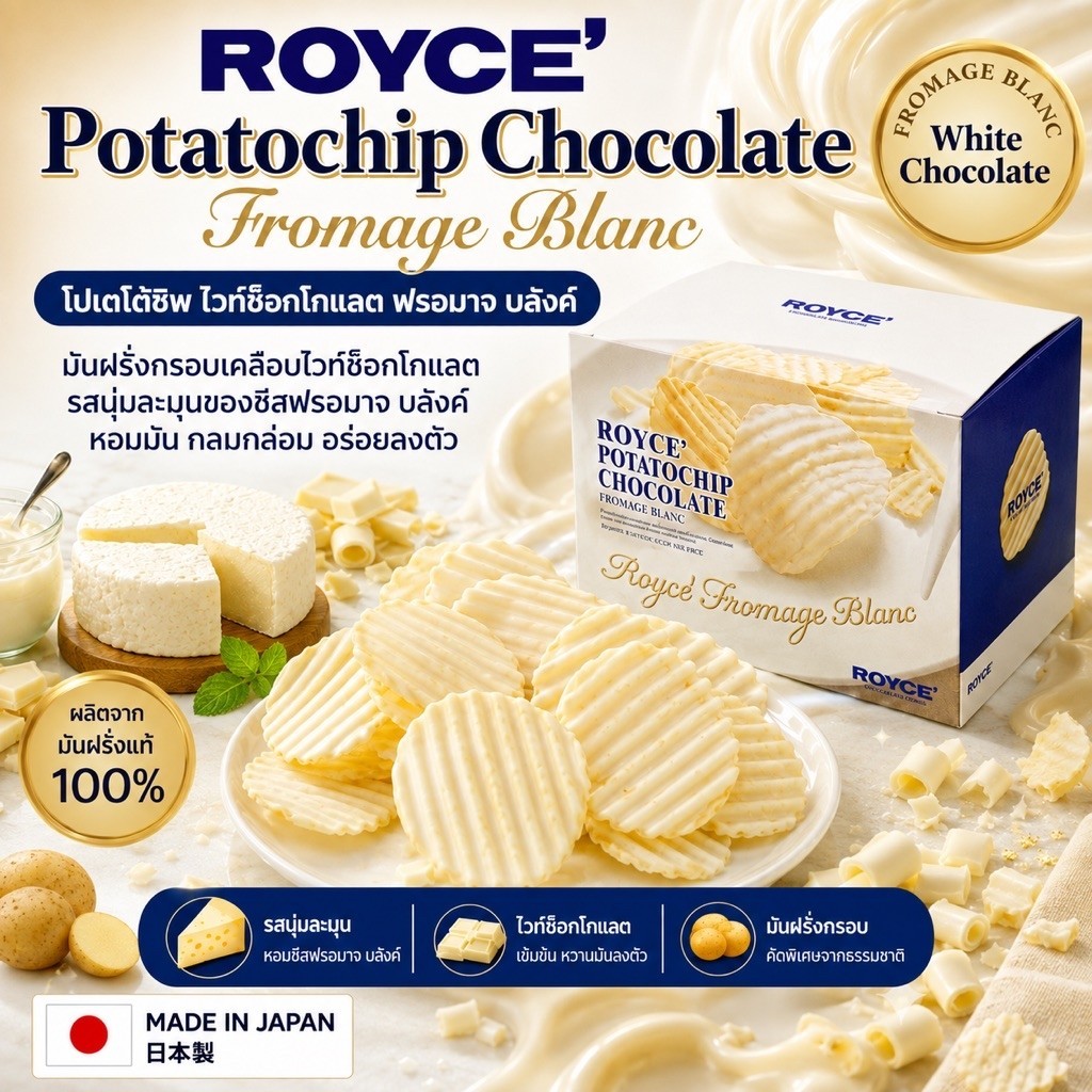 มีส่งแช่เย็นROYCE' Potatochip Chocolate Fromage Blanc โปเตโต้ชิพ ช็อกโกแลต ฟรอมาจ บลังค์