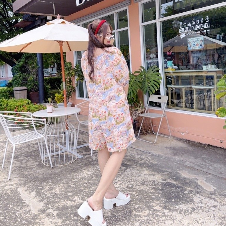 NITAAN(46/52)จั๊มสูทปลาดาว ที่สุดของใจ ชอบมากๆผ้าคอตตอน คอรูดได้เอง สายเชือกลูกปัด ขาบานฟีลกระโปรงกางเกง เป้ายาว ไม่รั้ง รูปที่ 4