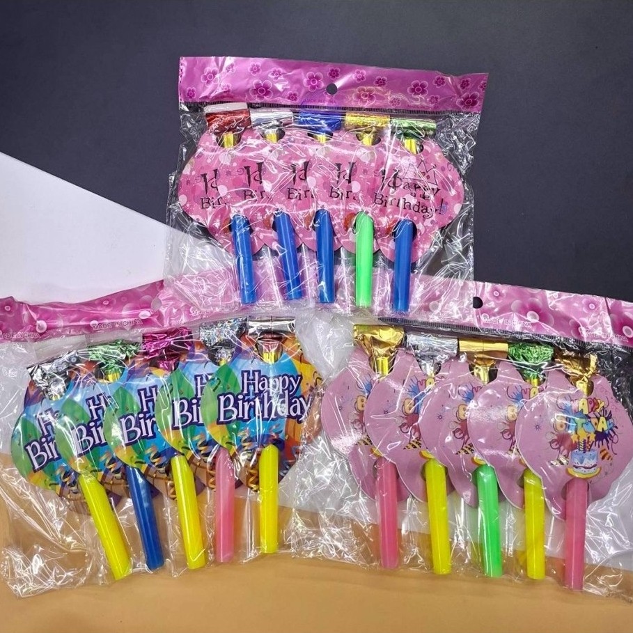 (จำนวน 12 แพ็ค) No.1879 แตรเป่าลมปาร์ตี้ ปั๊มเป่าลมลายสีสดใส นกหวีดปาร์ตี้ คละสีคละลาย 1 แพ็คมี 5 ชิ้น ทั้งหมด 12 แพ็ค