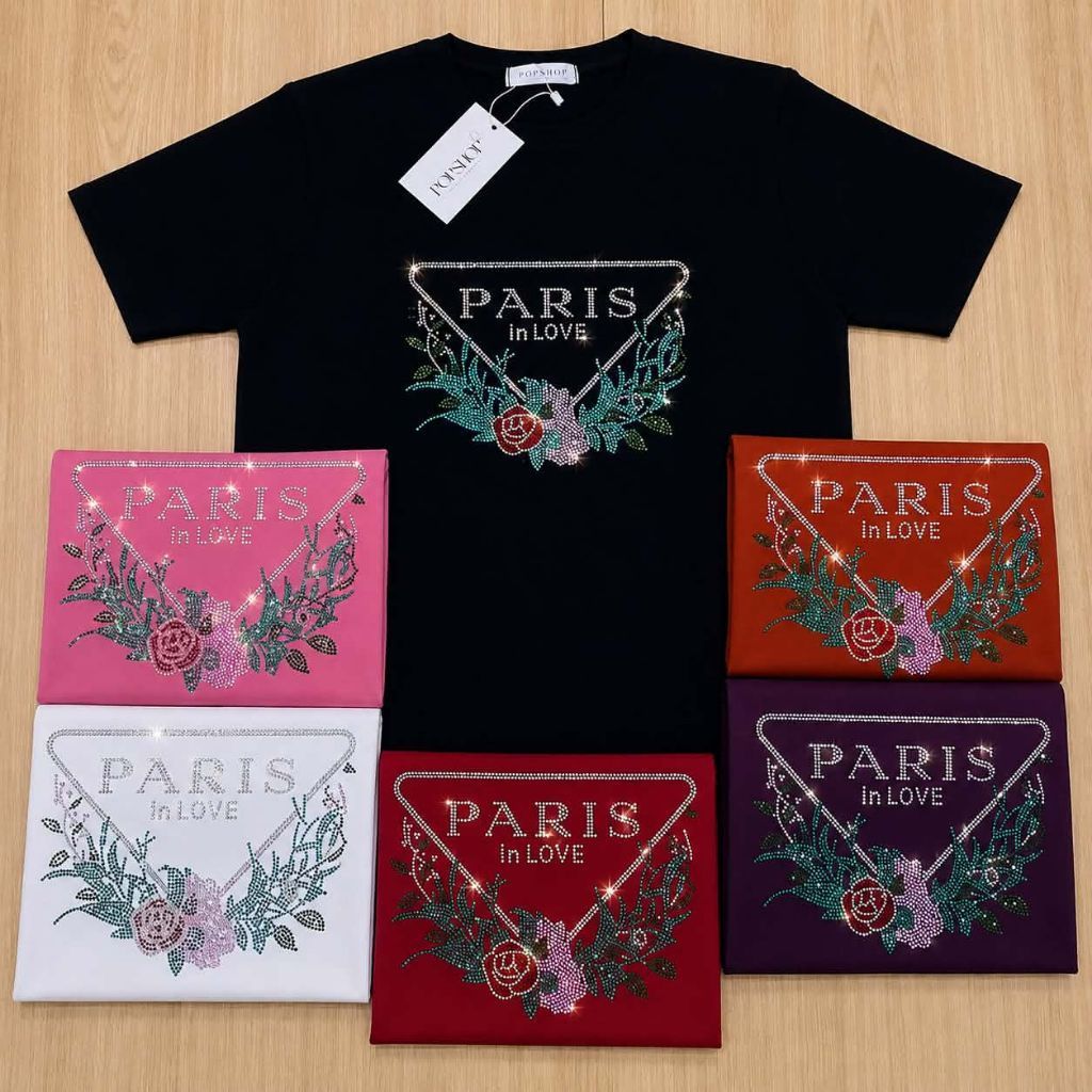 เสื้อยืดป้ายPOPSHOP รุ่น PARIS(สามเหลี่ยม) มี3ไซส์