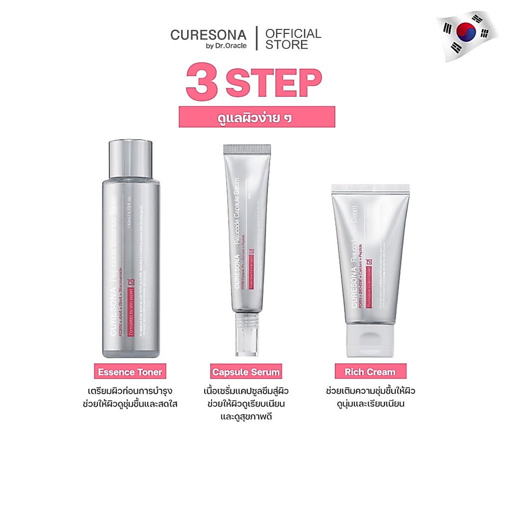 SET CURESONA PDRN 3-Step Glow Skin Set by Dr.Oracle Toner x1 + Serum x1 + Cream x1 ผิวอิ่มฟู เรียบเนียน ฉ่ำโกลว์ — صورة 2