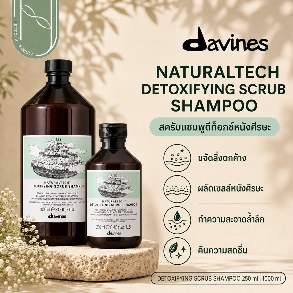 [ส่งทันที] Davines Detoxifying Scrub Shampoo แชมพูสูตรดีท็อกซ์ ฟื้นบำรุงเส้นผมและหนังศีรษะ