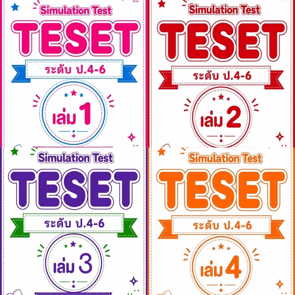 ชีทตะลุยโจทย์⭐️TESET⭐️ระดับป.4-6🌈เล่ม 1 - 4