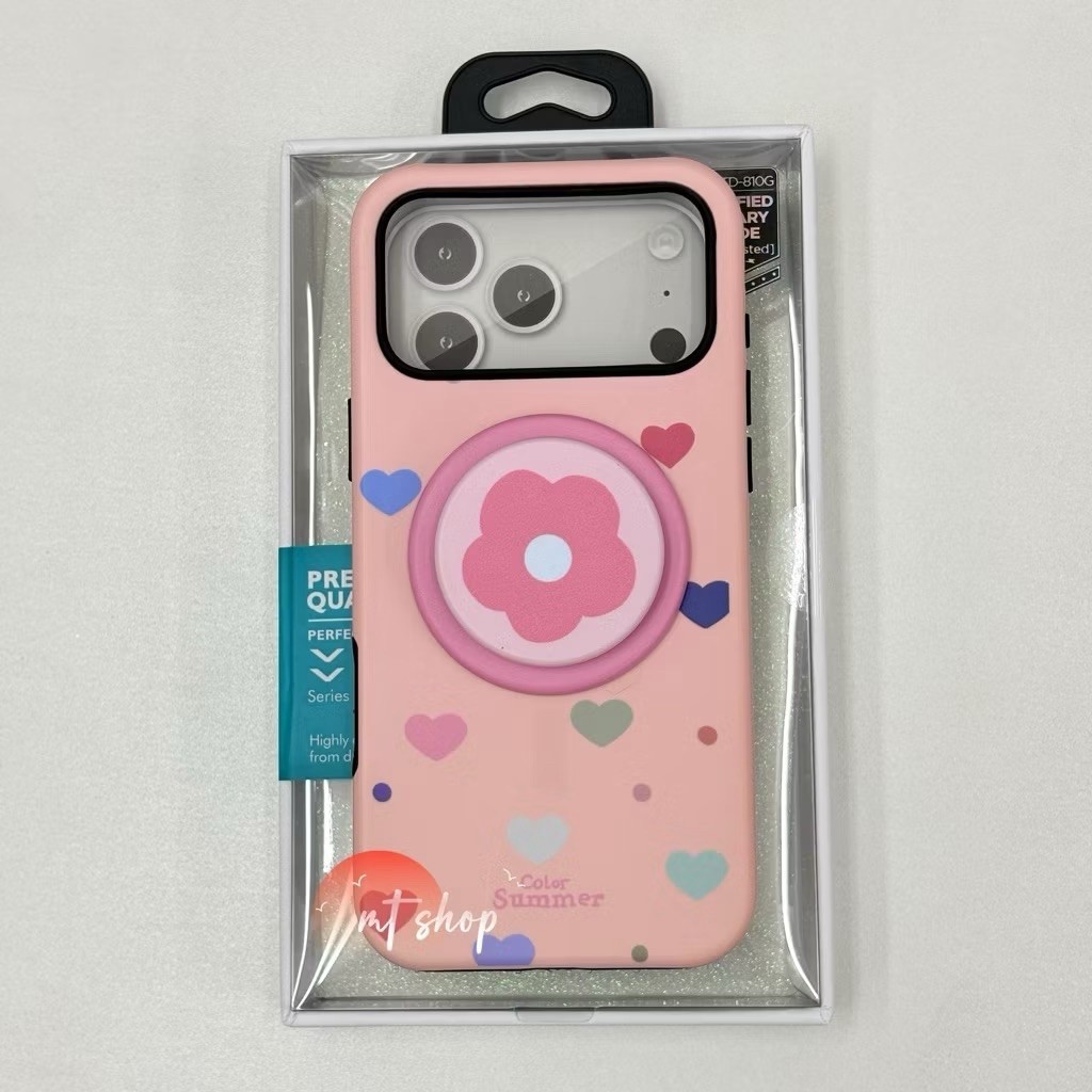 เคสโทรศัพท์มือถือลายดอกไม้ผิวด้าน สำหรับไอโฟน17-18ProMax แม่เหล็ก+Griptok เคส2ชั้น ขอบนิ่ม-หลังแข็ง