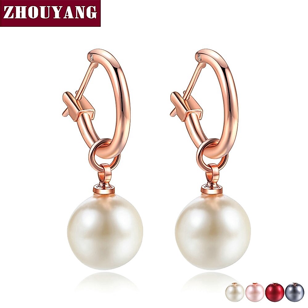 ZHOUYANG حلق متدلٍ بلؤلؤ صناعي — صورة 3