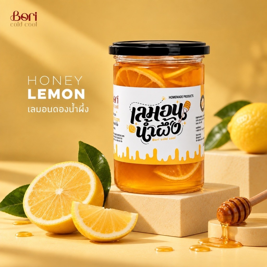 [กระปุกใหญ่] เลมอนดองน้ำผึ้ง Lemon Honey สูตรไม่มีน้ำตาล ขนาด 590 ml