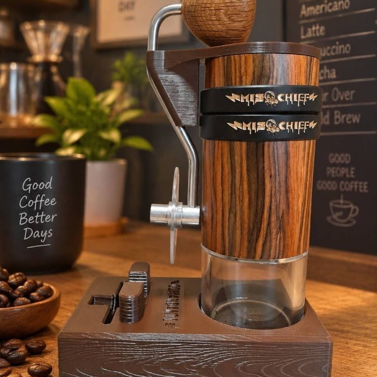 Coffee Grinder Station แท่นวางเครื่องบดกาแฟมือหมุน พร้อมฝาปิด สำหรับ Comandante C40 / Mischief M40