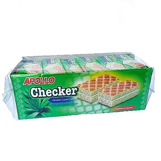 อพอลโล เช็คเกอร์ เลเยอร์เค้ก รสใบเตย | Apollo Checker Pandan Layer Cake 24pcs
