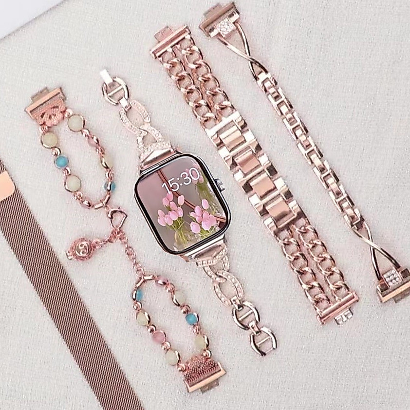 Luxury All Rose gold Strap For สาย Redmi Watch 6 Active Strap Redmi Watch 6 lite สาย Redmi watch 6 Strap Metal Redmi watch 5 Active สาย redmi watch 4 Strap ข้อมือโลหะ สําหรับ Redmi 5 Lite Designed Redmi 3 active Strap redmi 6 สาย Redmi Watch 5 Lite สาย