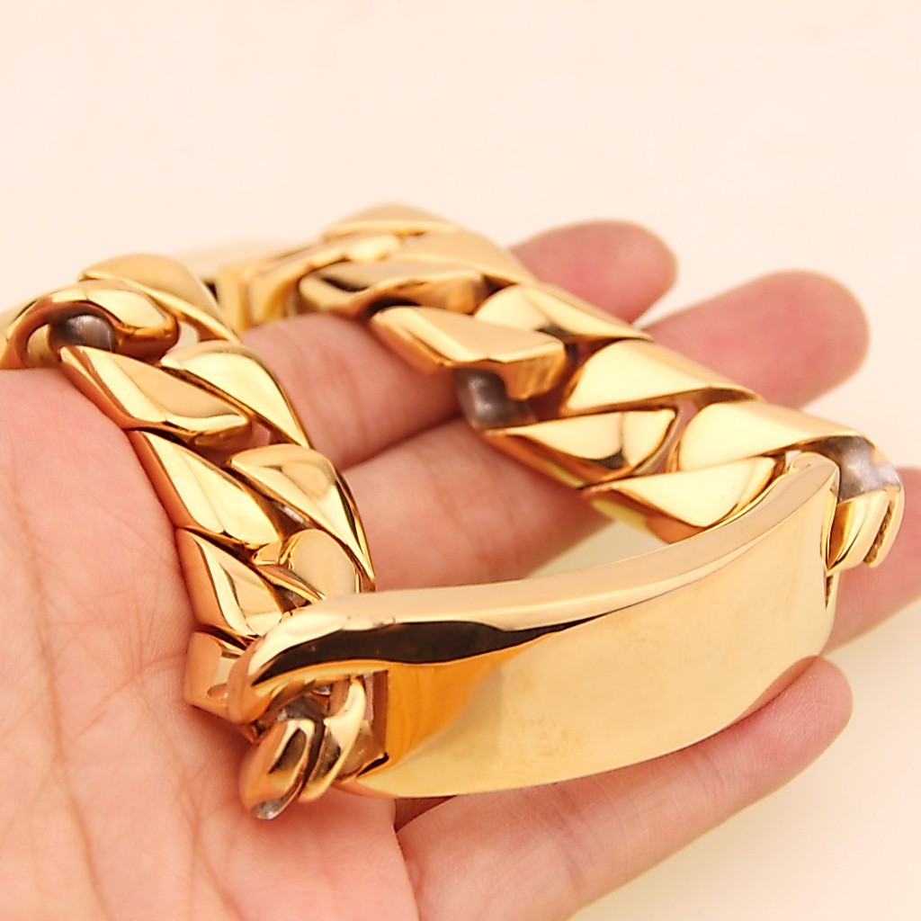 8.66 นิ้ว 17 มม.สแตนเลสสตีล Cuban Curb Link Chain สร้อยข้อมือสําหรับชายคลาสสิกวันเกิดเครื่องประดับอุปกรณ์เสริม