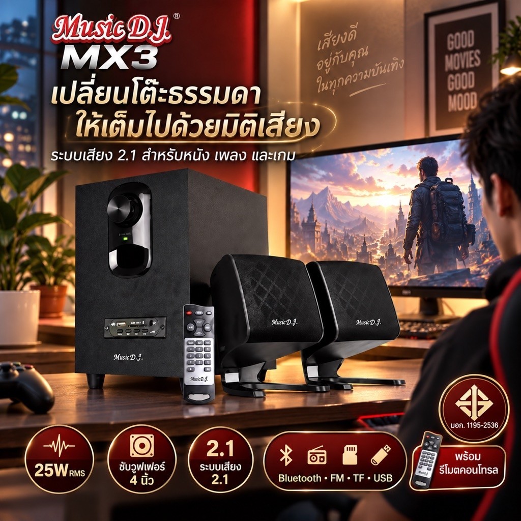 ลำโพง Music D.J. รุ่น MX3 Bluetooth Speaker (25Watt)