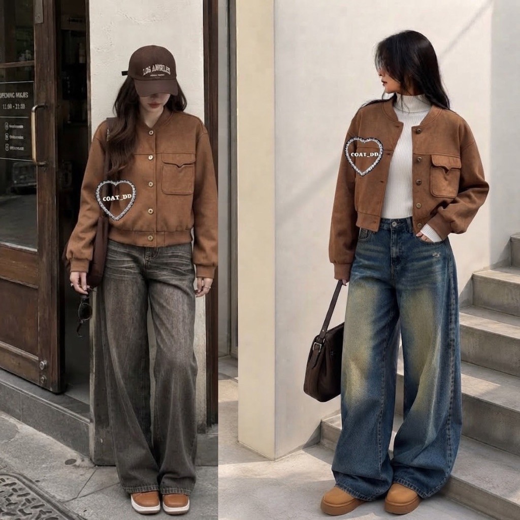 DD(no.173) 🍂🤎YUNA SUEDE JACKET 🤎เสื้อแจ็คเก็ตหนังกลับเหมาะกับอุณหภูมิ 10-20องศาช่วงชมซากุระและใบไม้แดง🍂🍁
