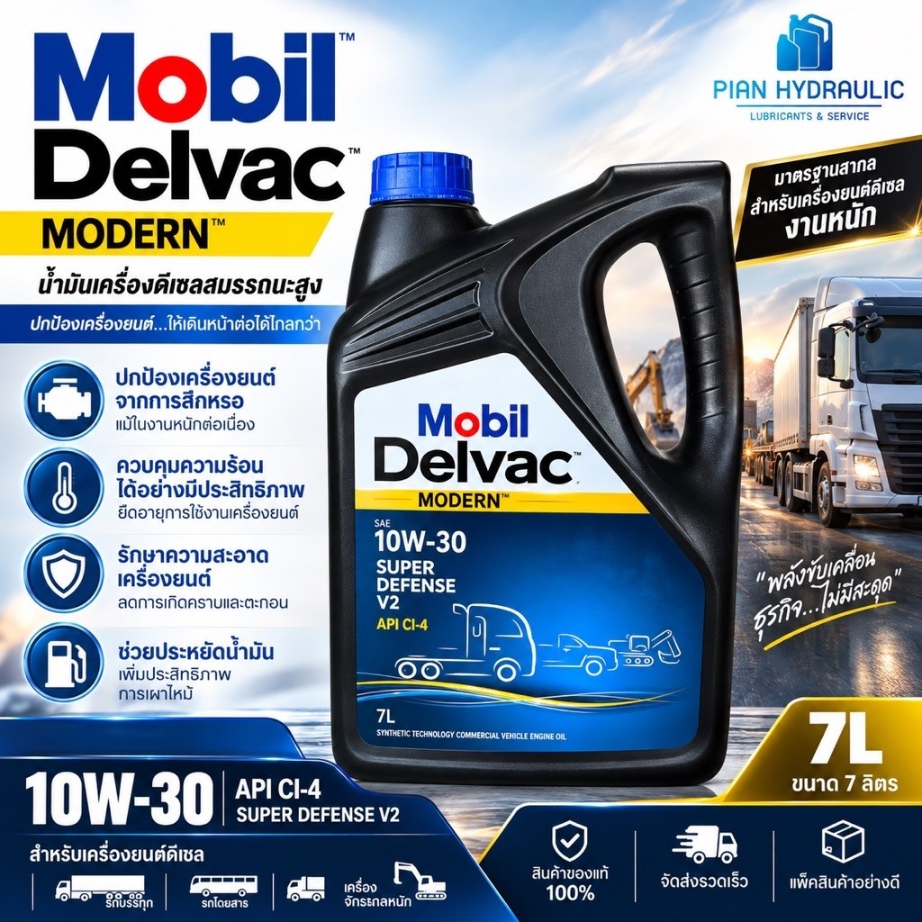 น้ำมันเครื่อง Mobil Delvac Modern™ 10w-30 Super Defense V2.(7L)