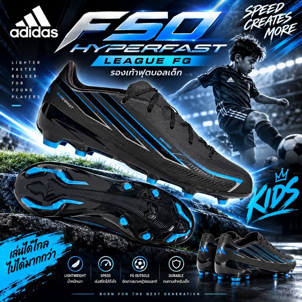 รองเท้าฟุตบอลเด็ก ADIDAS F50 Hyperfast League FG
