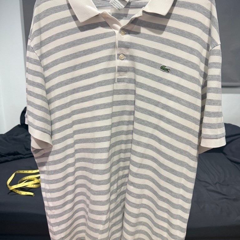 เสื้อโปโล lacoste เทาสลับขาว ของแท้1000%