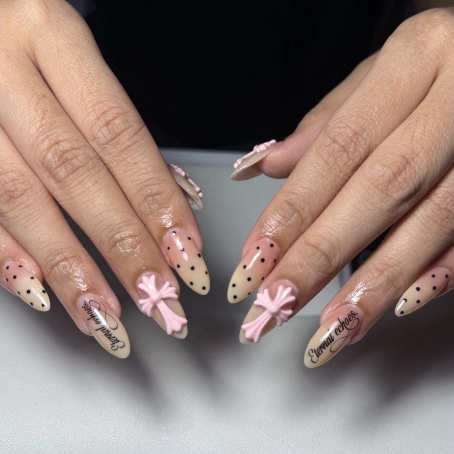 เล็บปลอม 💎 Pink Chrome Heart💐