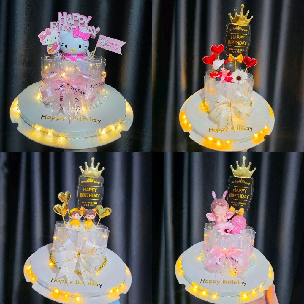 ของขวัญ เค้กใส่ธนบัตร 12 ใบ ประดับตุ๊กตาน่ารักๆ ของขวัญวันเกิด มีกล่องใสใส่ให้นะคะ