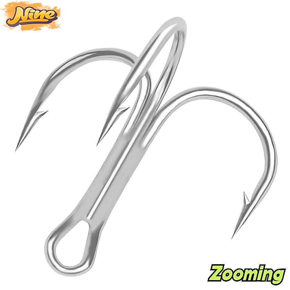 ZOOMING สินค้าใหม่! เหล็กคาร์บอนสูง 10 ในเซ็ต Hook และ Treble Jig สำหรับกีฬาตกปลา