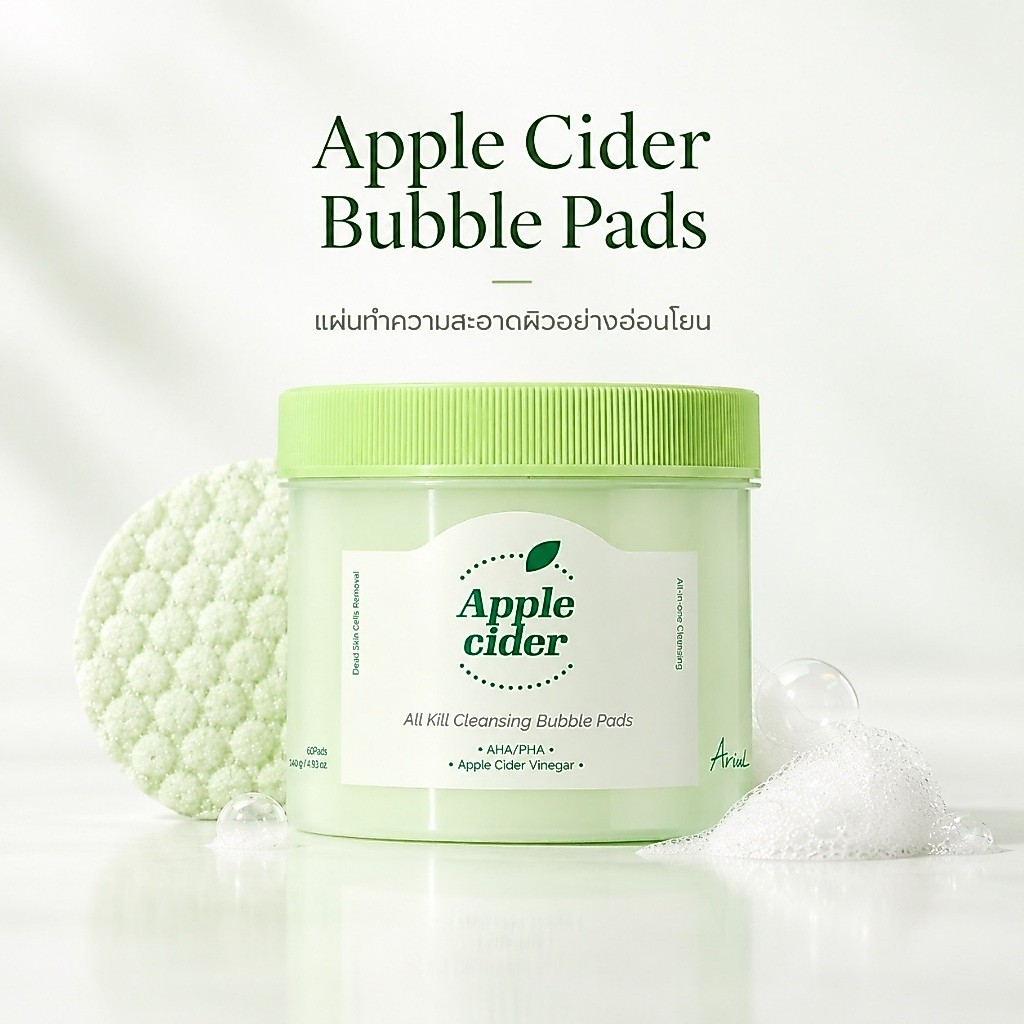 [คลีนซิ่งบับเบิ้ล] ARIUL Apple Cider All Kill Cleansing Bubble Pads 60 Pads 150 ml.
