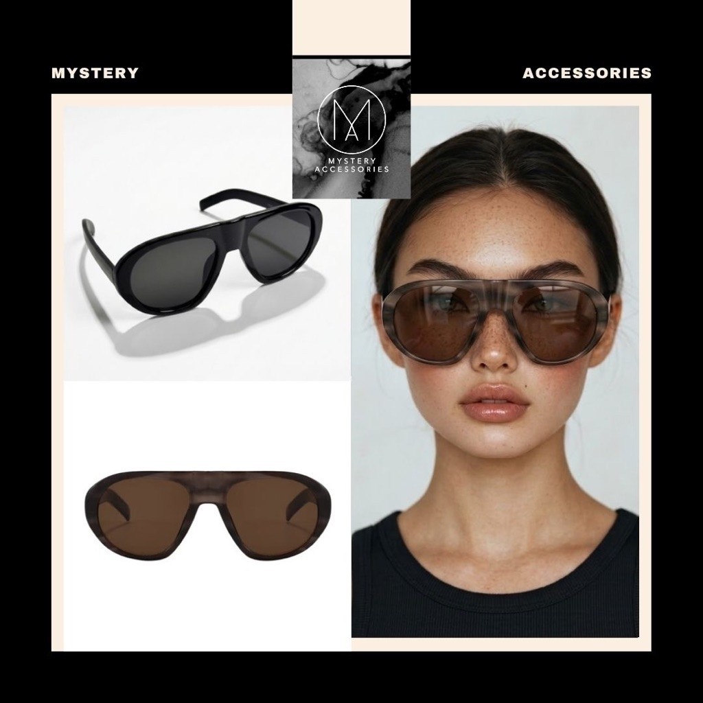 𝐒𝐥𝐞𝐞𝐤 𝐒𝐮𝐧𝐠𝐥𝐚𝐬𝐬𝐞𝐬 | Mystery Accessories ® แว่นกันแดดทรง Aviator สีดำ สีน้ำตาล