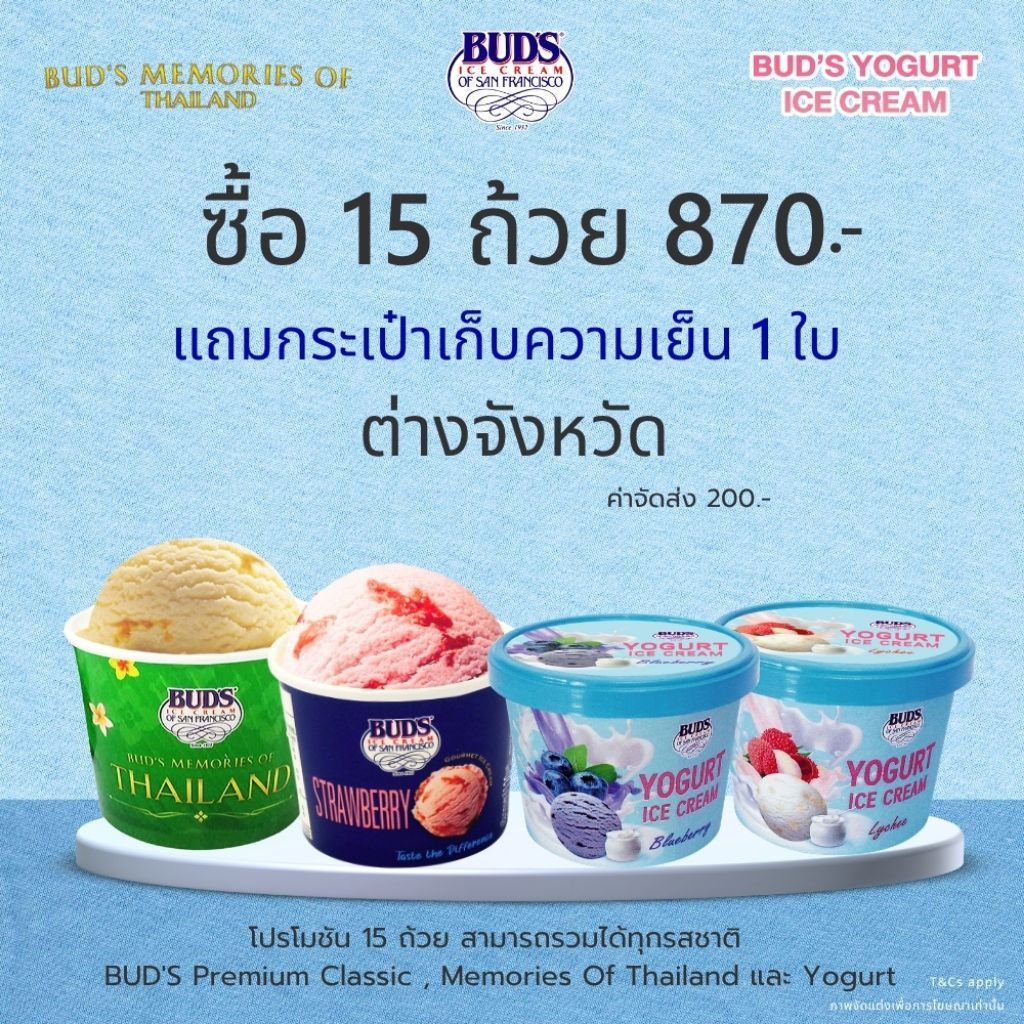 โปรโมชัน 15 ถ้วย สามารถรวมได้ทุกรสชาติ ต่างจังหวัด เพียง 1,070 บาท แถมกระเป๋าเก็บความเย็น 1 ใบ