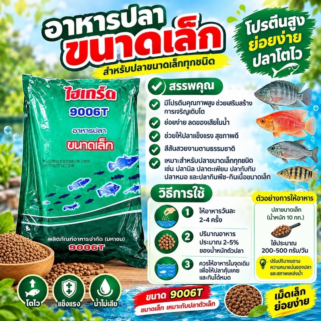ไฮเกรด โปรตีน42% ไฮเกร์ด 9006ที **ส่งไวมาก🐴** อาหารปลาน้ำจืดขนาดเล็ก