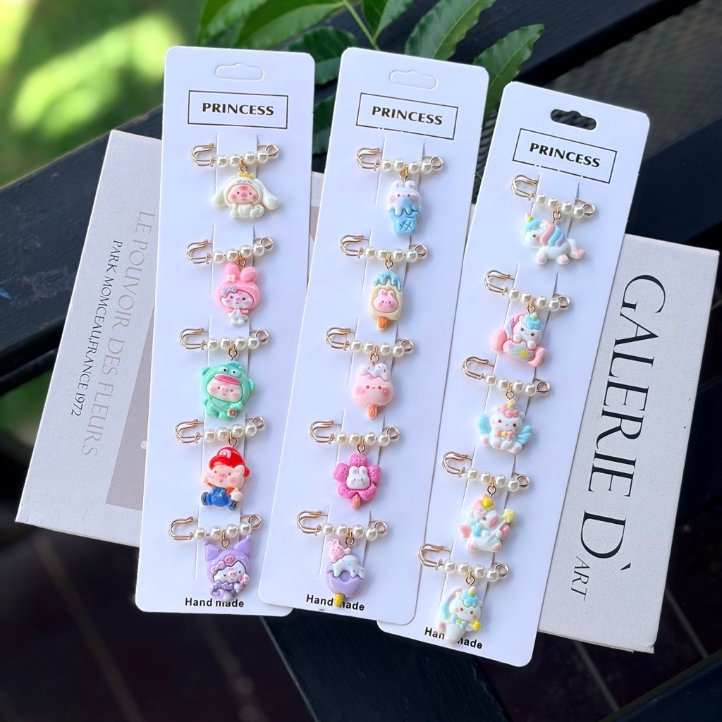 เข็มกลัดคนท้อง 5 ชิ้น 🩵1.9 ขนาด 3.8 ซม. ติดแน่น ไม่เป็นรู brooch ติดเสื้อผ้า กระเป๋า แม่และเด็ก (พร้อมส่ง)