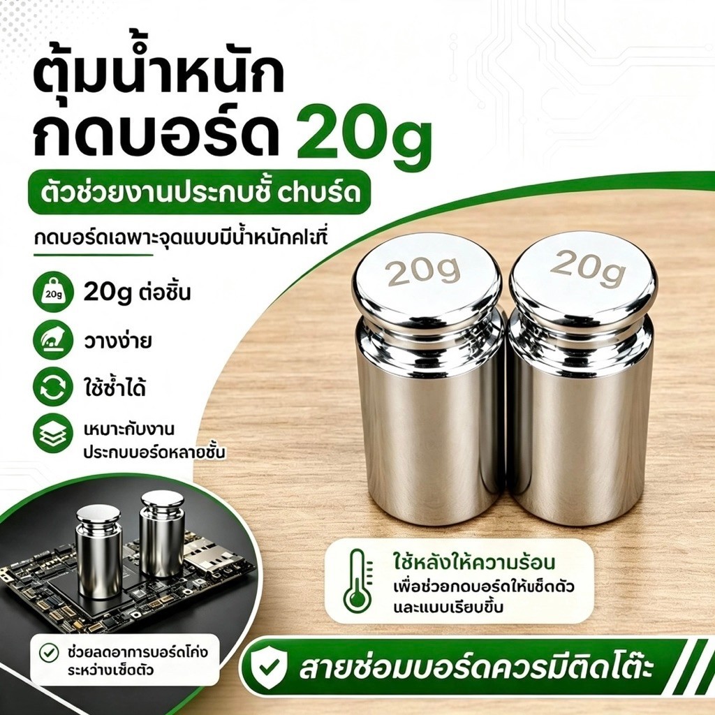 20G เครื่องมือทำหน้าที่ ยึดบอร์ดให้ตรง เพื่อป้องกันบอร์ดบิดงอจากความร้อนสูงระหว่างการทำงาน.