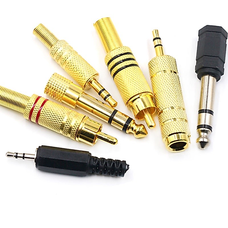 อะแดปเตอร์ปลั๊กแจ็คเชื่อมต่อเสียงสเตอริโอ RCA ตัวผู้ ตัวเมีย 3.5 มม. เป็น 6.5 มม. สําหรับสายลําโพง Aux หูฟัง 2 ชิ้น