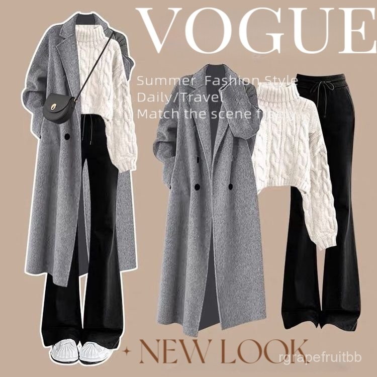 เมดราชุดเซท3ชิ้น💙เสื้อโค้ท+เสื้อสเวตเตอร์+กางเกง⭐️สไตล์วินเทจ🍅สไตล์เกาหลี งานสวย ดูหรูหรา น่ารักมากก S-2XL