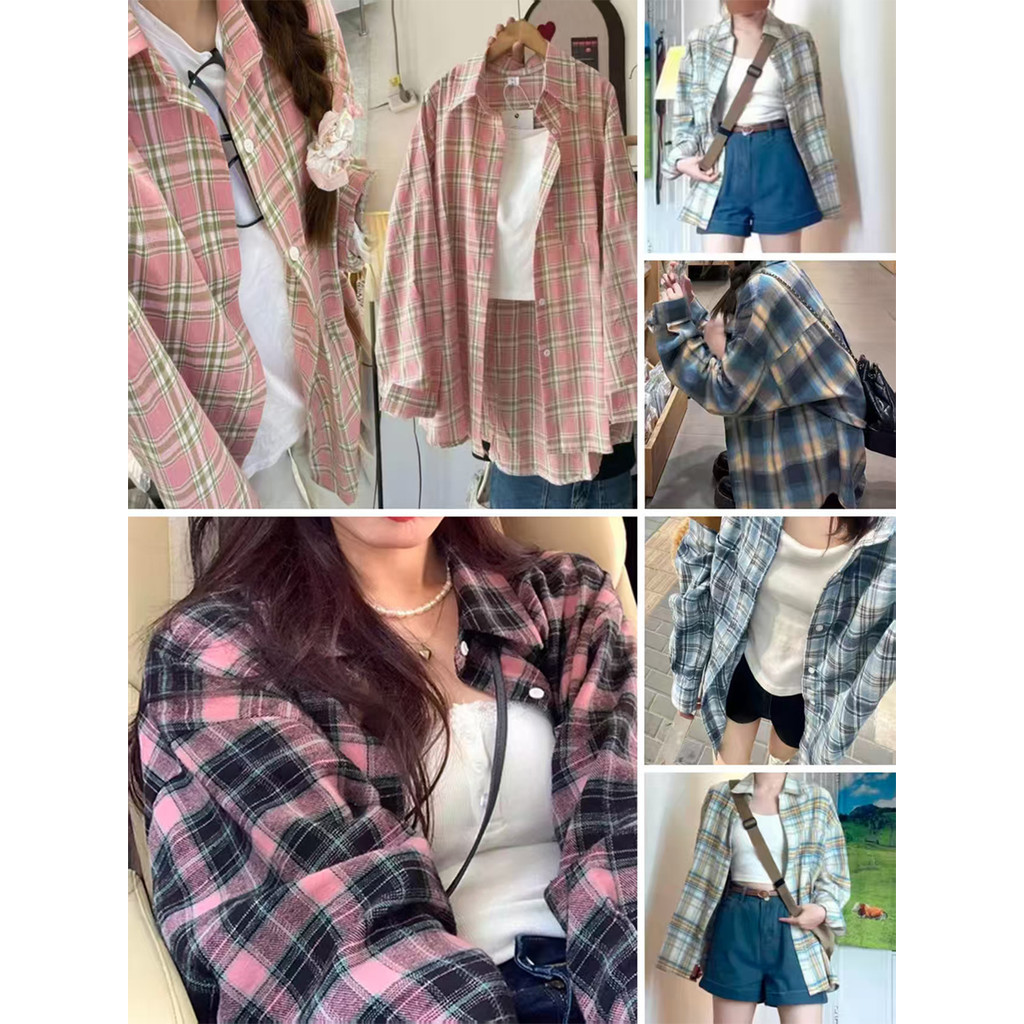 เสื้อเชิ้ตผู้หญิงลายตาราง  สไตล์สาวเท่ ใส่คลุมได้สบาย
