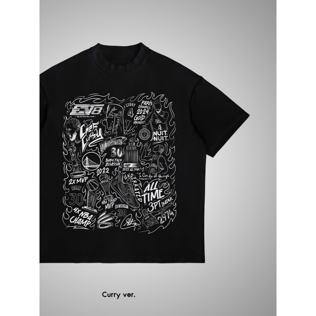 Elev8 Slam เสื้อOversized เสื้อยืด แฟชั่นบาส EV8 Element : Curry ver.  ผ้าCotton100% สกรีน DTG