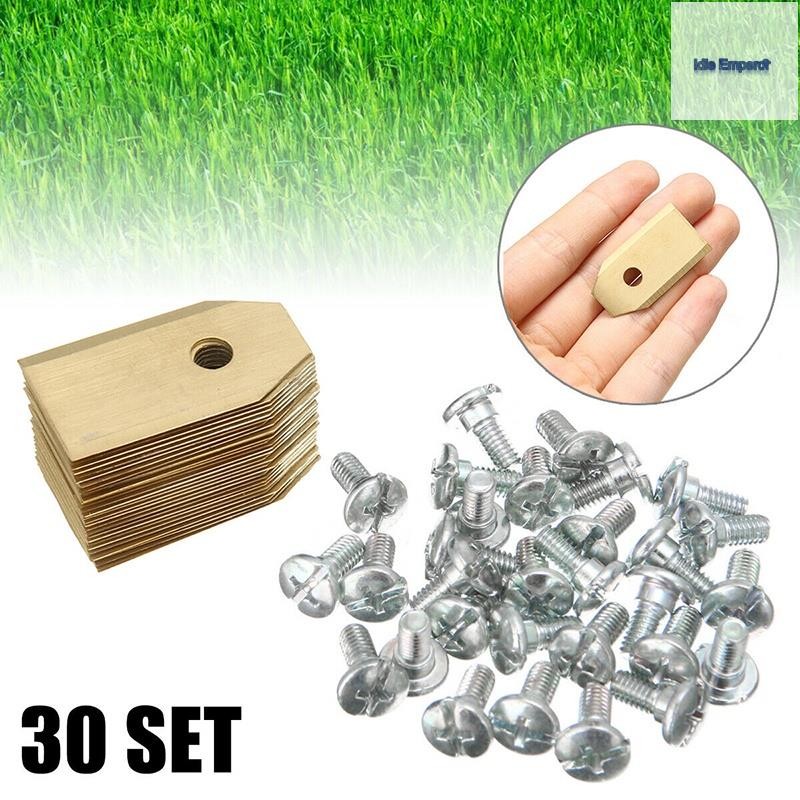 ใบมีดเหล็กไทเทเนียม 30x สําหรับ Husqvarna Automower Gardena 0.75 มม. เครื่องตัดหญ้า