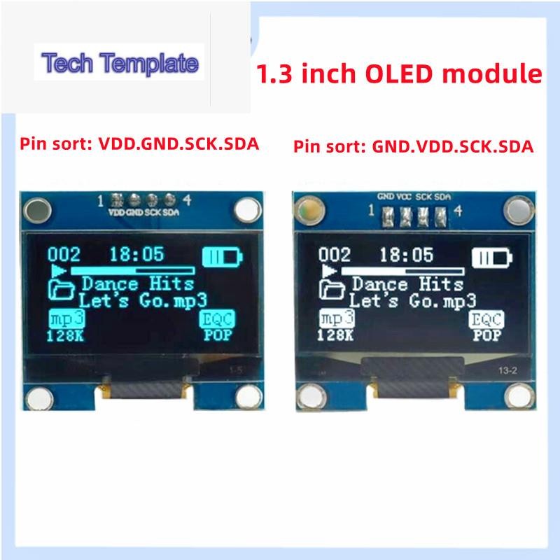 5 ชิ้น/ล็อตโมดูลจอแสดงผล oled 1.3 นิ้ว 12864 โมดูลจอแสดงผล LCD oled 4 พินอินเทอร์เฟซ iic sh1106