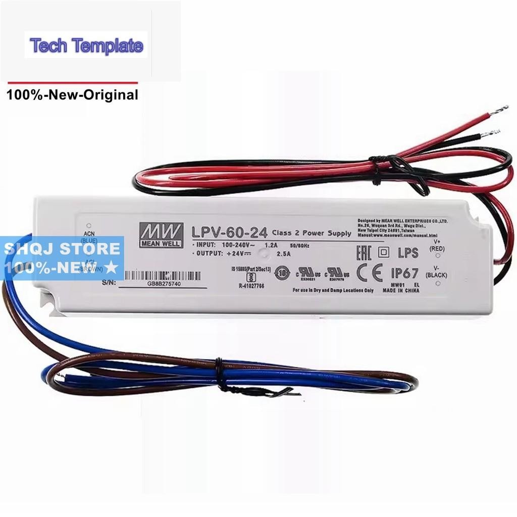Mean WELL 100%-ใหม่ LPV-60-24 LPV-60-12 LPV-60-5 LPV-60-15 LPV-60-36 LPV-60-48 60W 24V 12V เอาต์พุตเ