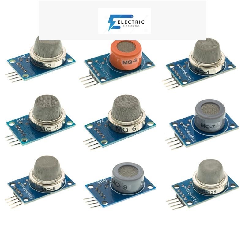 ชุดโมดูลเซนเซอร์ตรวจจับควัน แก๊สเหลว MQ-2 MQ-3 MQ-4 MQ-5 MQ-6 MQ-7 MQ-8 MQ-9 MQ-135 สําหรับผู้เริ่มต