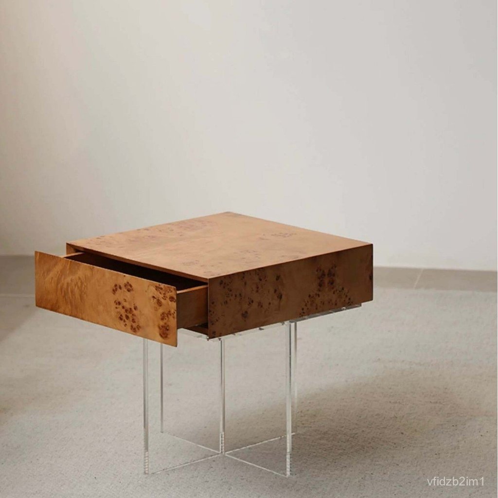 Italian Medieval Collection Side Table Natural Tree Bark Texture Bedside Table Living Room Corner Ta