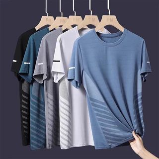 （ซื้อ 1 แถม 1）เสื้อยืดผู้ชายไซส์ใหญ่👕 เสื้อกีฬาแขนสั้น เสื้อยืดแห้งเร็ว แฟชั่น ระบายอากาศ คอกลม สวมใส่สบาย เสื้อยืด