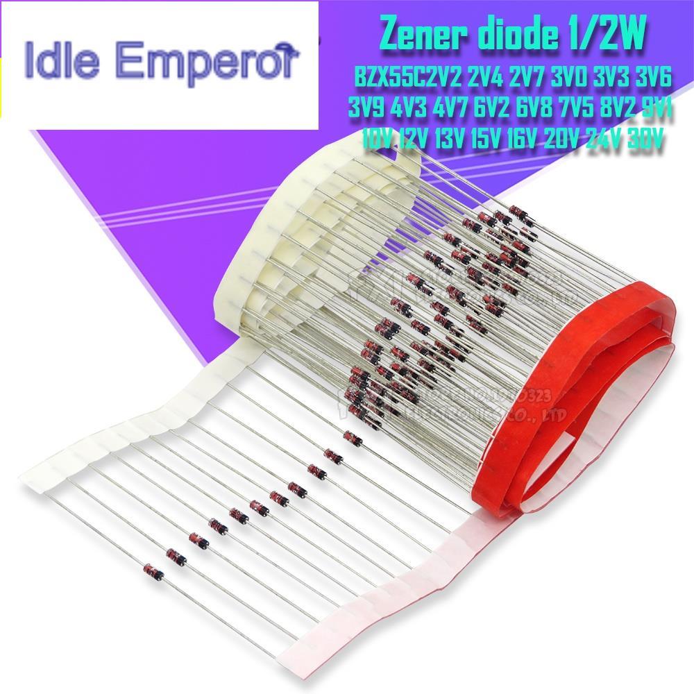 ซีเนอร์ไดโอด 1/2W 0.5W BZX55C2V4 BZX55C3V3 BZX55C3V6 BZX55C4V7 BZX55C6V2 BZX55C6V8 BZX55C7V5 BZX55C8