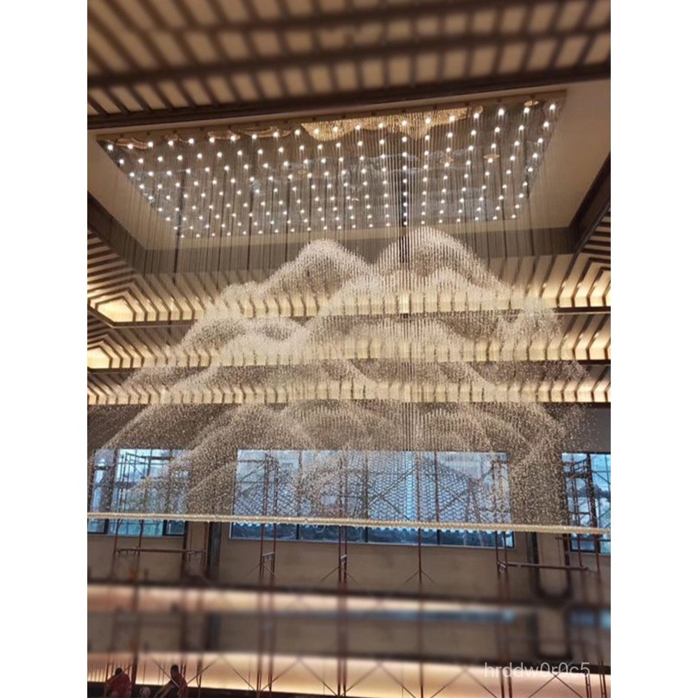 Hotel Lobby Engineering Custom Mountain Shape Crystal Ceiling Light Sales Office Reception Lobby Scr