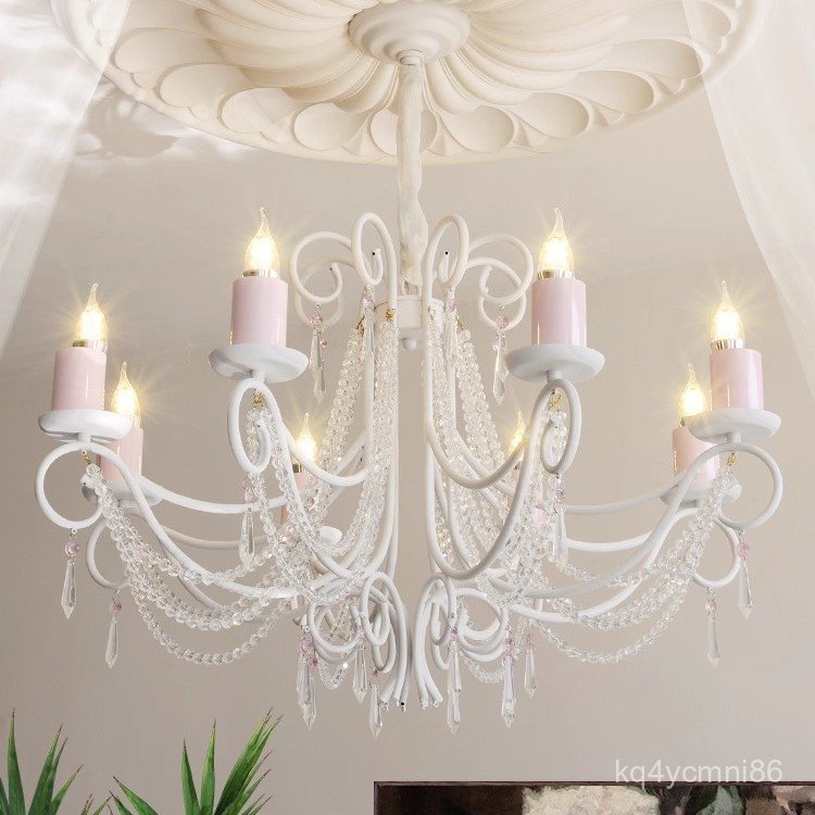 French Crystal Chandelier Living Room Main Light Cream Pastoral Style Princess Room Lighting Dining 